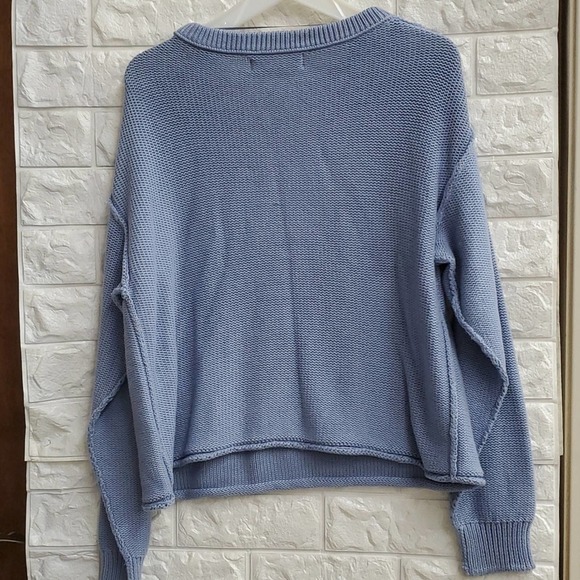 Cozy Chelsea & Theodore Beachy Blue Cotton Oversized Knit Spring Sweater NWT - Picture 7 of 8